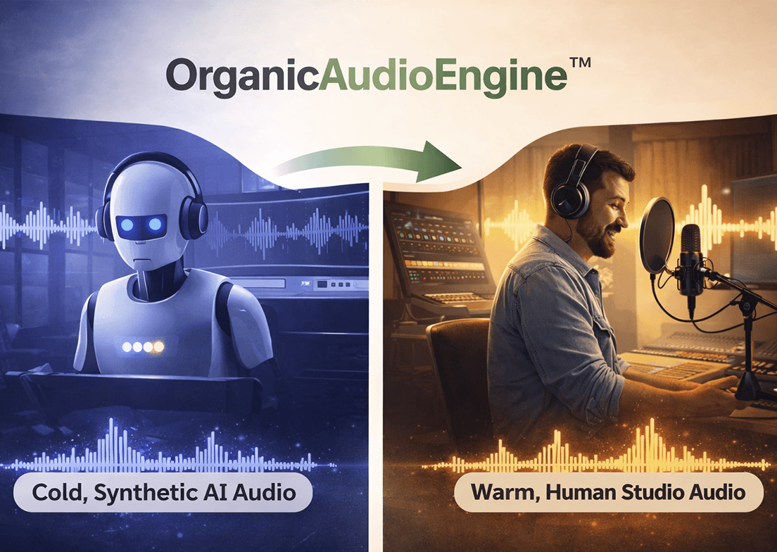 OrganicAudioEngine turns cold AI audio into warm human studio audio